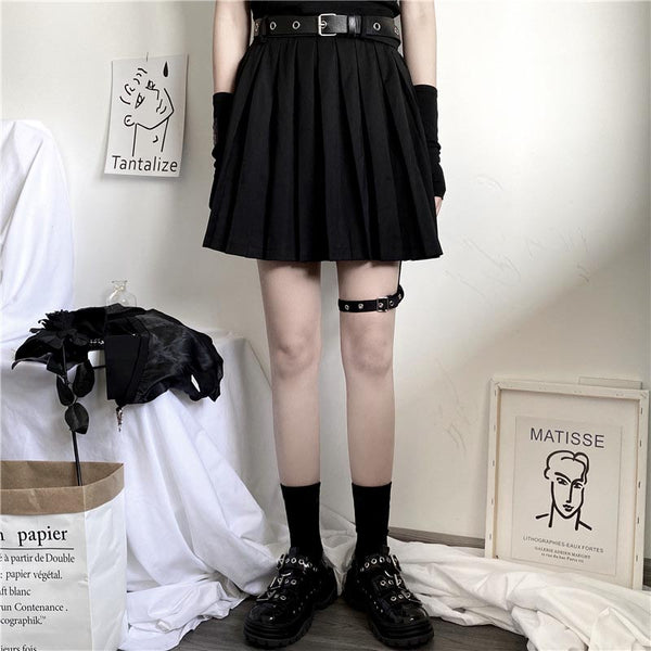 Dark Pleated Skirt yc22874