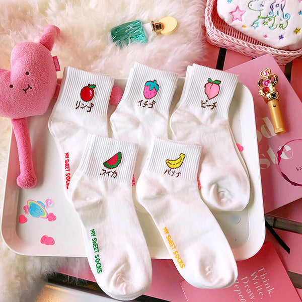 College style fruit pattern cute socks yc23354