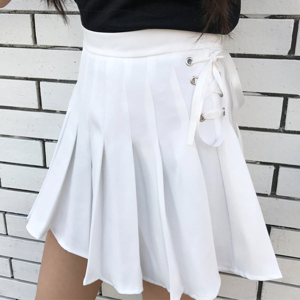 Cute tie pleated skirt yc21033