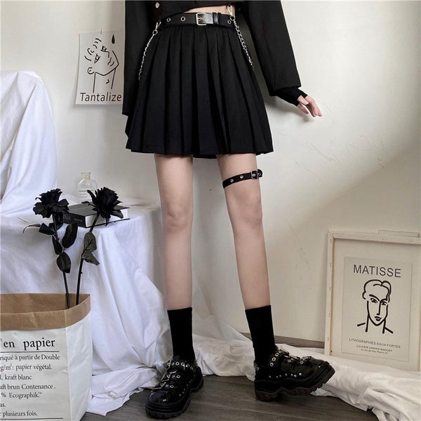 Dark Pleated Skirt yc22874