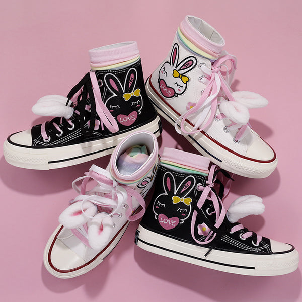 ulzzang fashion bunny pattern canvas shoes yc23595