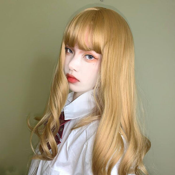 Lolita Fashion Gold Curly Wig yc23697