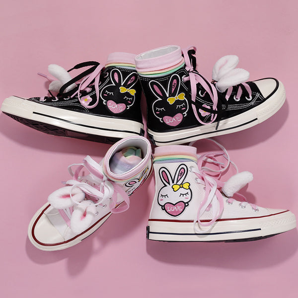 ulzzang fashion bunny pattern canvas shoes yc23595