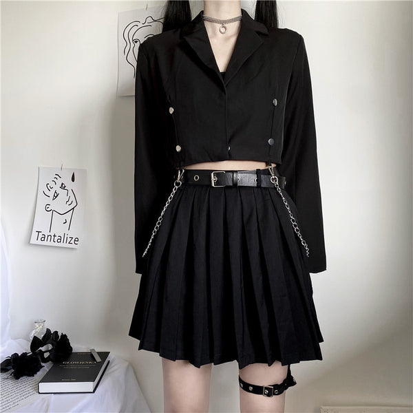 Dark Pleated Skirt yc22874 – anibiu
