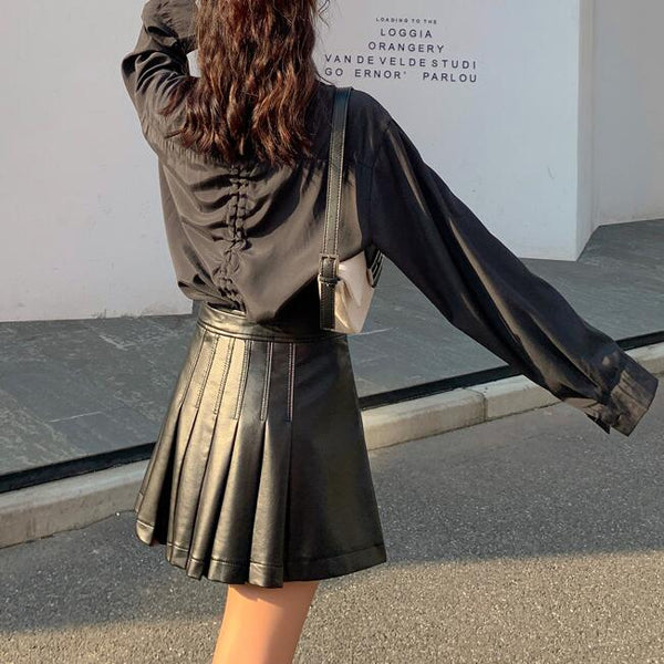 Harajuku fashion leather skirt yc23189