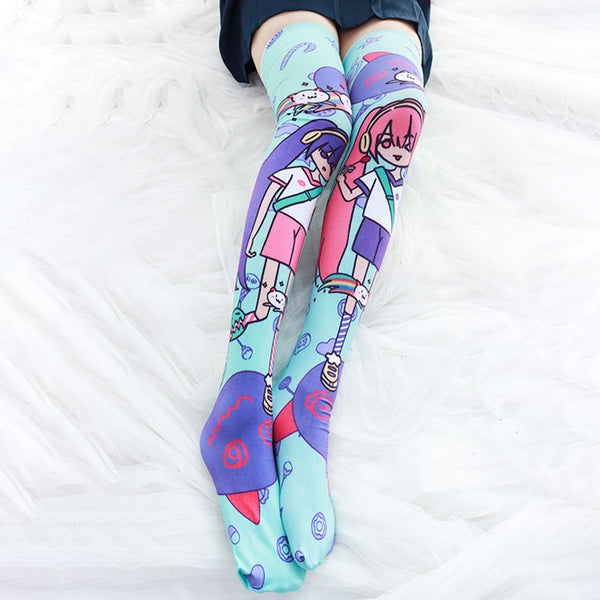 Harajuku style girl print socks yc23394
