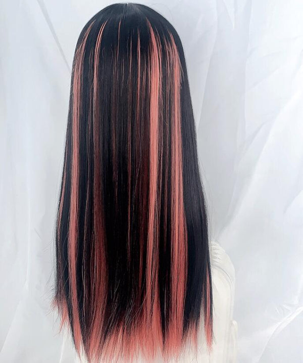 Harajuku black pink mixed color wig yc23658