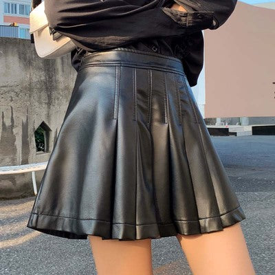 Harajuku fashion leather skirt yc23189