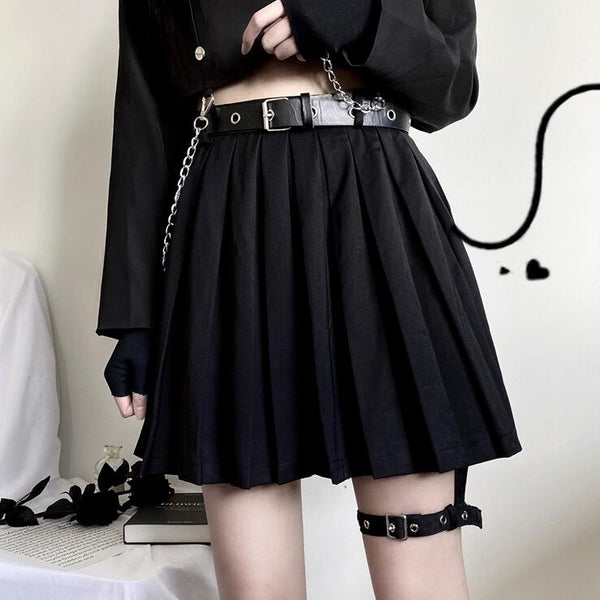 Dark Pleated Skirt yc22874