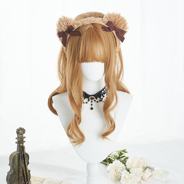 Lolita Fashion Gold Curly Wig yc23697