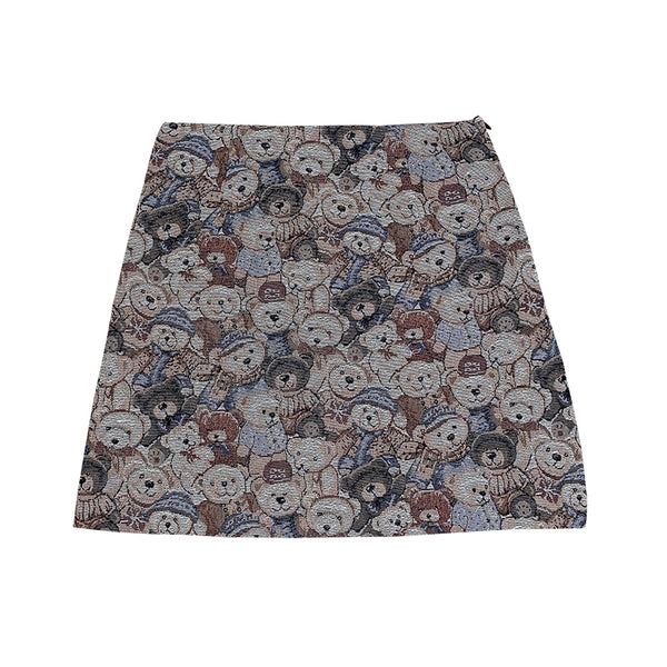 Retro cute bear coat skirt set yc23624