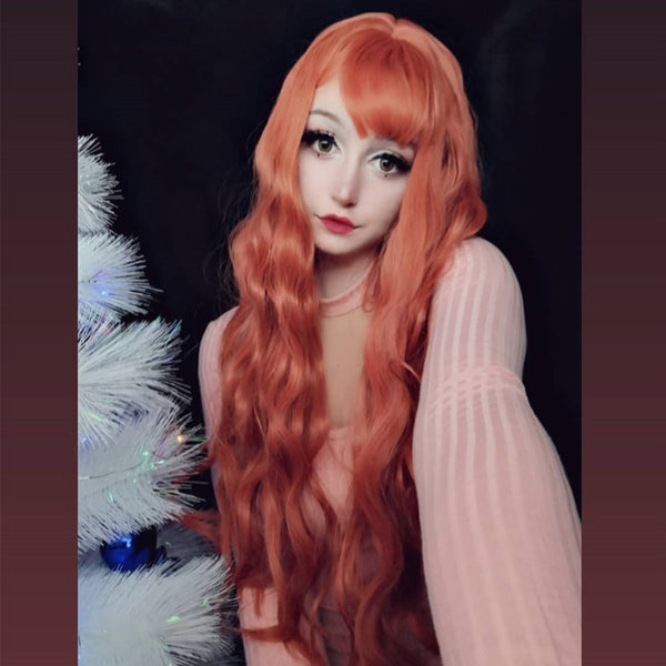 Cute orange curly hair wig yc20659