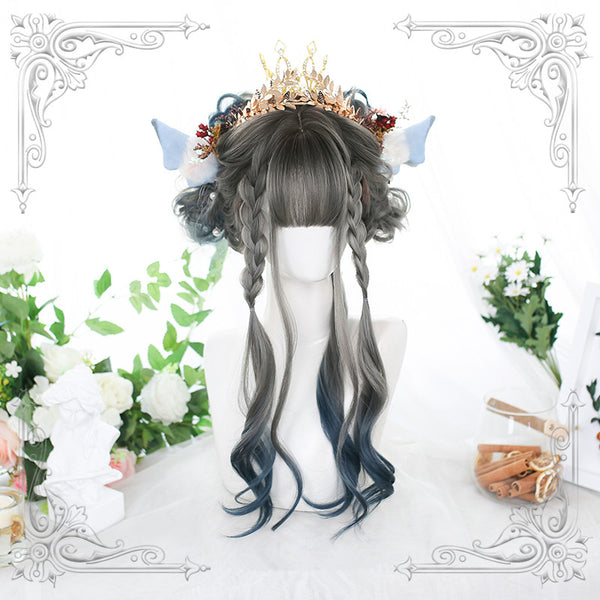 Japanese grey blue gradient wig YC23999