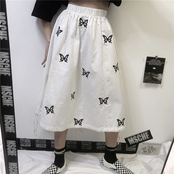 Butterfly print high waist skirt yc23748