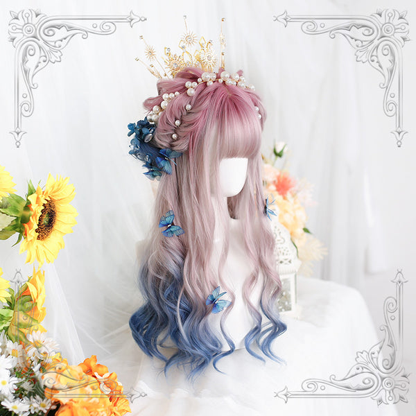 Lolita pink blue Gradient wig YC23901