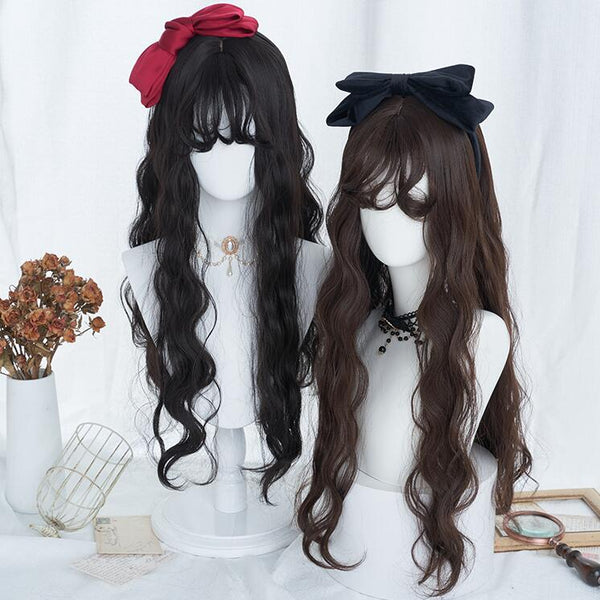 Harajuku natural black curly wig yc23724