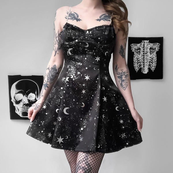 Dark punk print dress yc22875