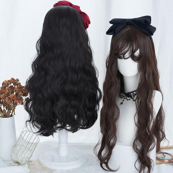 Harajuku natural black curly wig yc23724
