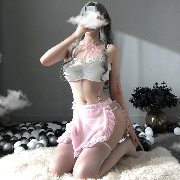 Sexy white pink underwear set yc23482