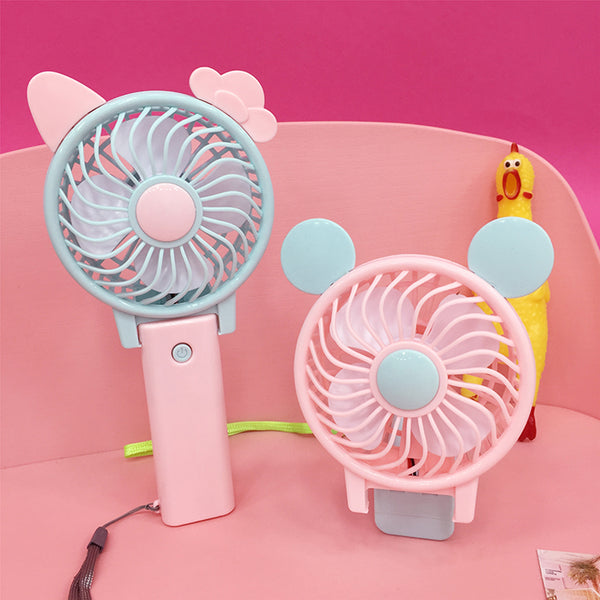 Cute bunny ears folding charging fan yc21138
