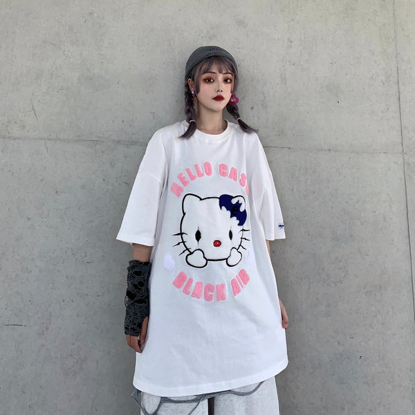 Harajuku style  kitty pattern T-shirt yc23279