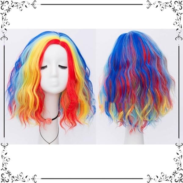 Fashion colorful short curly wig yc23215