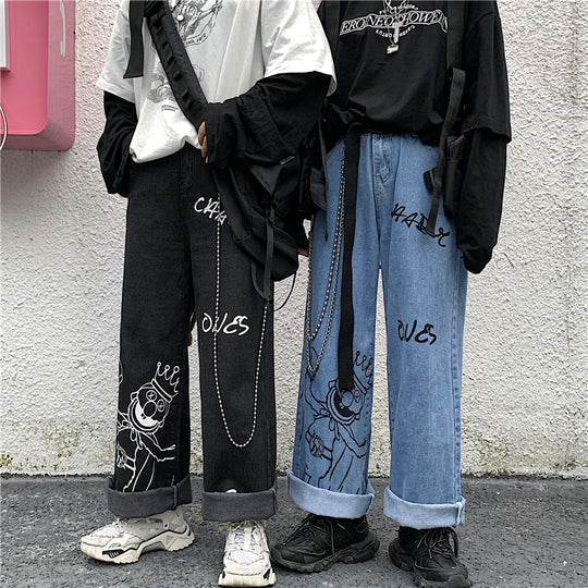 Harajuku cartoon print jeans yc23699 – anibiu