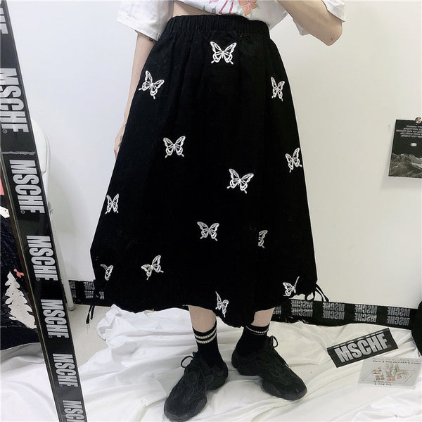 Butterfly print high waist skirt yc23748