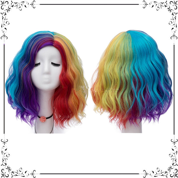 Fashion colorful short curly wig yc23215