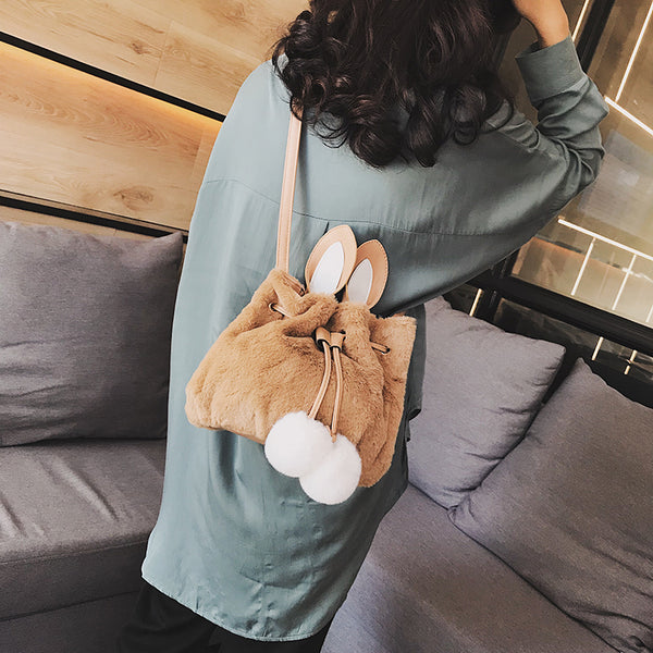 Cute plush rabbit ears shoulder bag yc20840