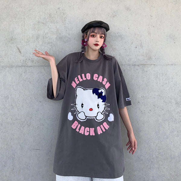 Harajuku style  kitty pattern T-shirt yc23279
