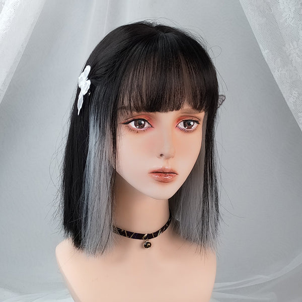 Fashion black gray mixed color wig yc23337