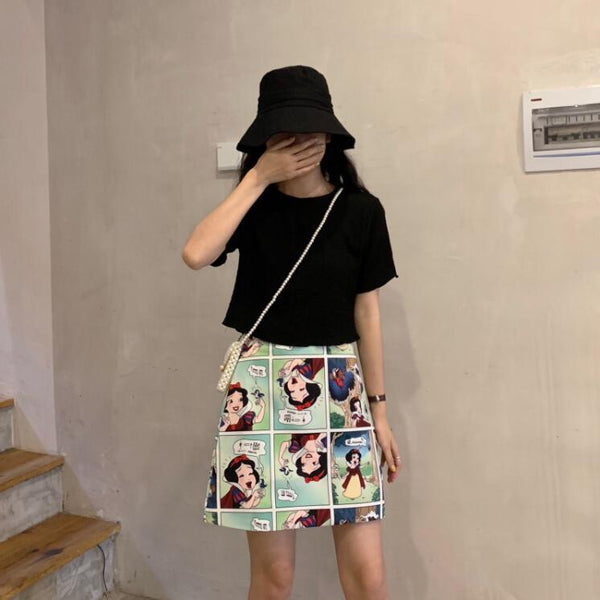 Fashion cute snow white print skirt yc23596