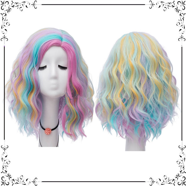 Fashion colorful short curly wig yc23215