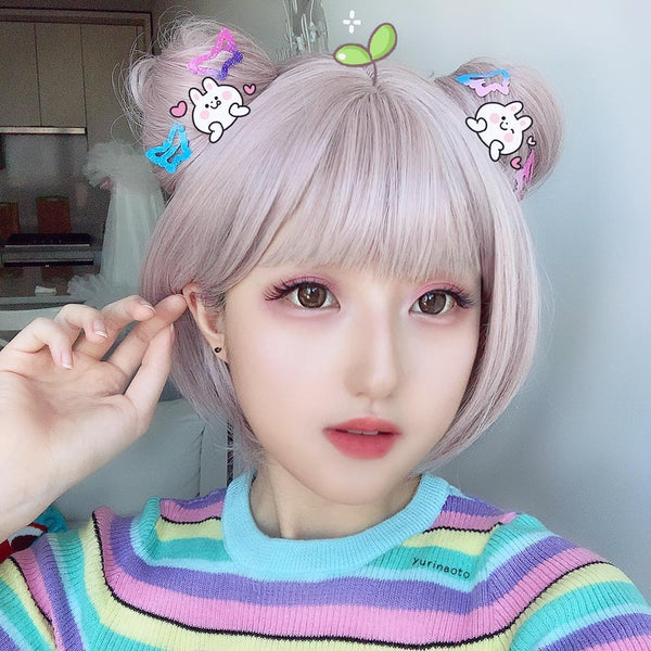 Harajuku Lolita pink cos wig + small hair bag yc20842