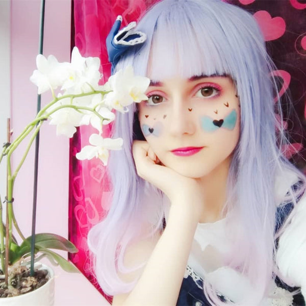 Lolita blue pink wig (gift Hair net) YC20217