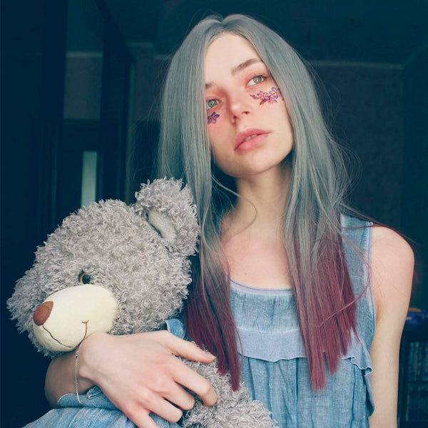 Cute gray-pink gradient wig yc20660