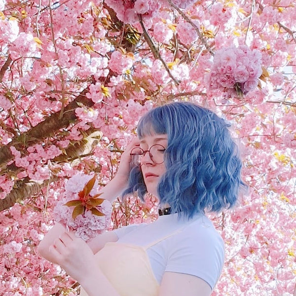 Lolita cos Light blue wig (gift Hair net) YC20288