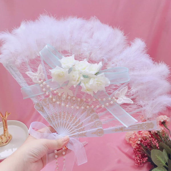 Lolita Fashion Sweet Feather Fan yc23604
