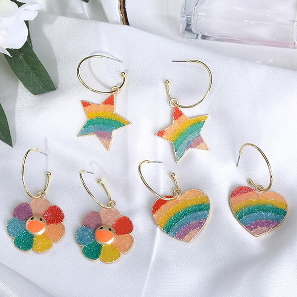 Rainbow Love Star Earrings yc22876