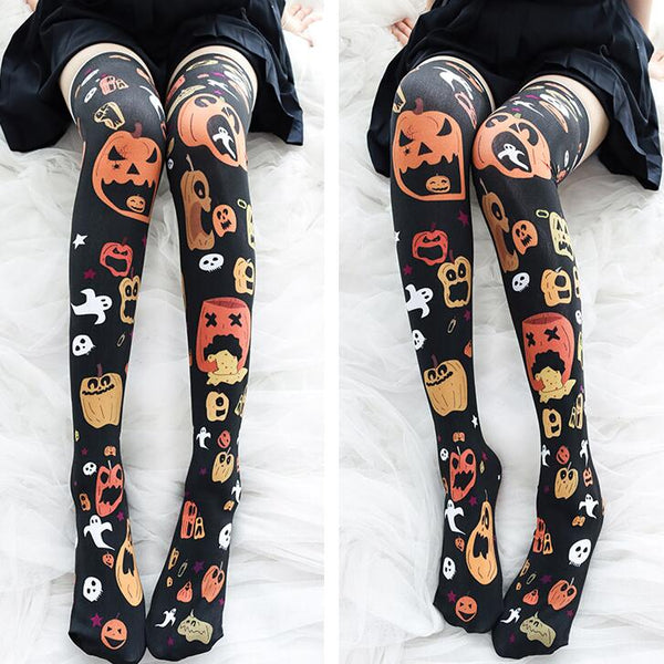 Halloween pumpkin print socks yc23631