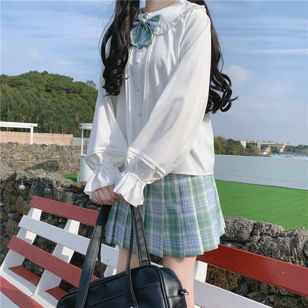 jk uniform shirt plaid skirt suit yc22843