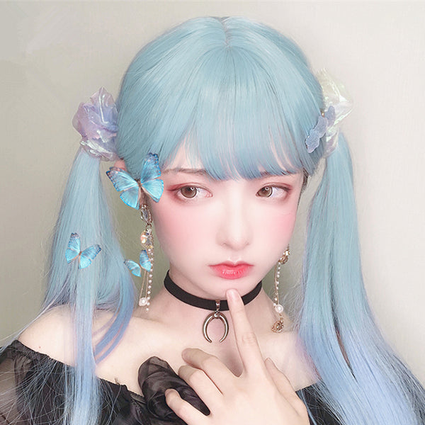 lolita cyan blue gradient wig yc23410