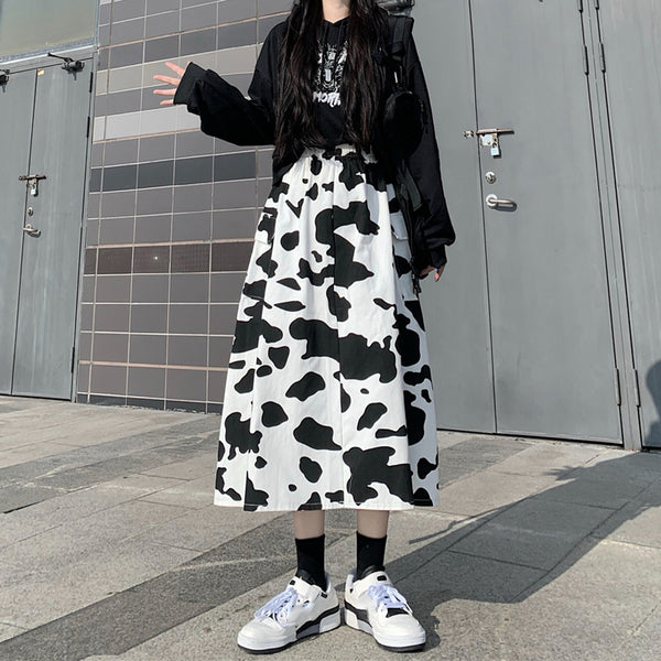 Harajuku Cow High Waist Dress yc23760