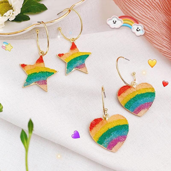 Rainbow Love Star Earrings yc22876