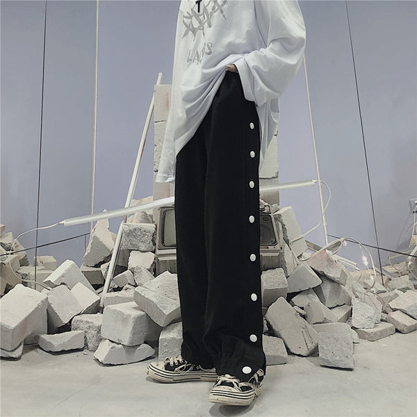 Fashion side buckle casual pants yc23469