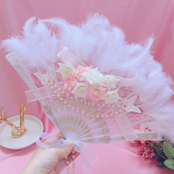 Lolita Fashion Sweet Feather Fan yc23604
