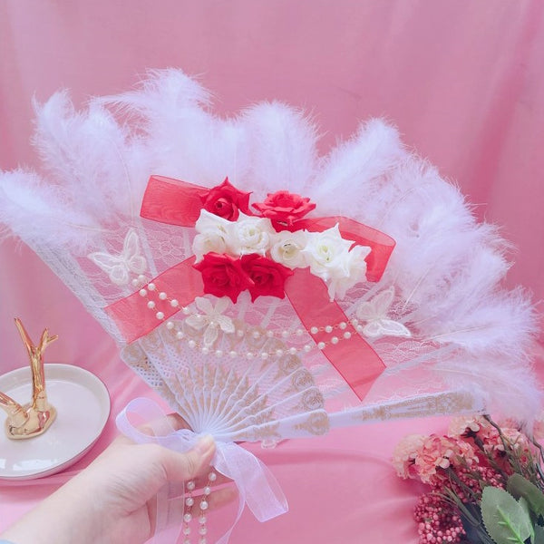 Lolita Fashion Sweet Feather Fan yc23604