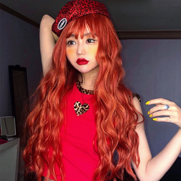 Cute orange curly hair wig yc20659