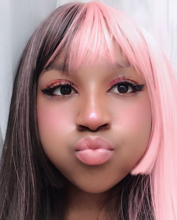 Lolita pink black stitching wig    YC21471
